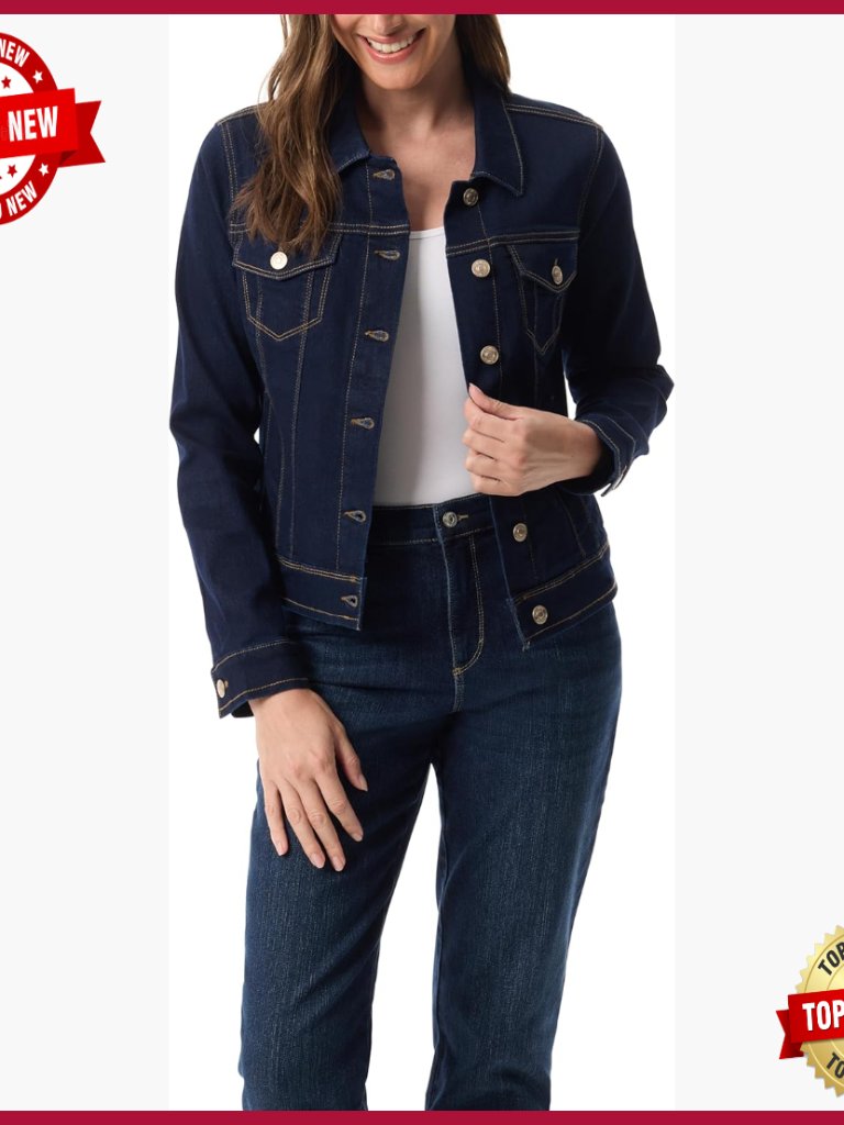 Stretch Denim Jean Jacket Button Front Long Sleeve Standard Fit